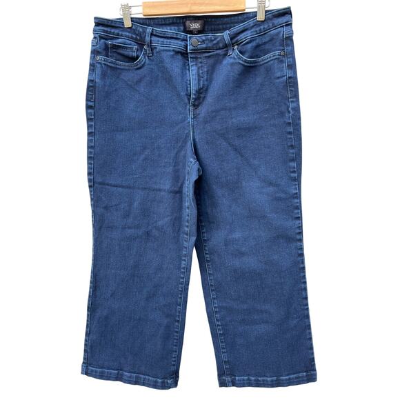 NYDJ Dark Wash Blue Wide Leg Ankle Jeans Lift Tuck Size 16 EUC - Picture 1 of 10
